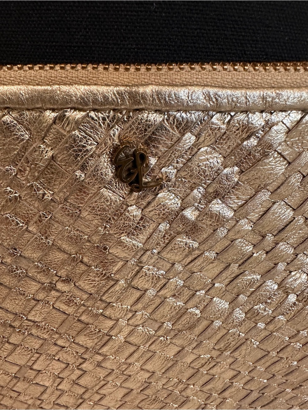 Elliot Lucca Woven Metallic Crossbody Bag in Champagne - Picture 3 of 8